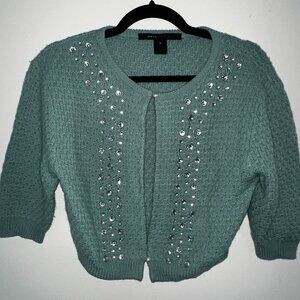 MARC JACOBS Women’s Green Knit Cardigan with Rhinestone Embellishments  Size S